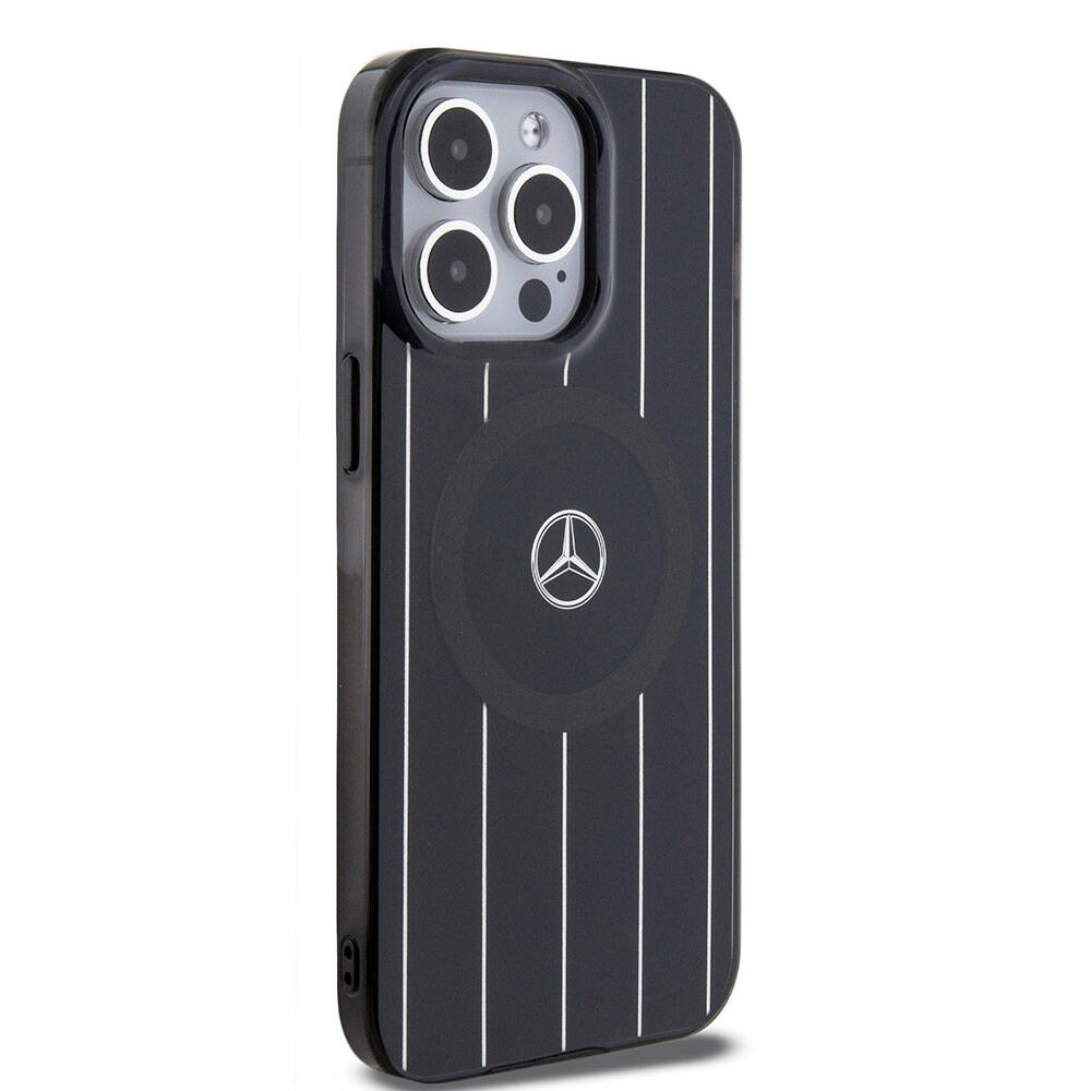 iPhone 15 Pro Max Kılıf Mercedes Benz orijinal Lisanslı M-safe Şarj Özellikli Çift Katmanlı Paralel Çizgi Desenli Kılıf