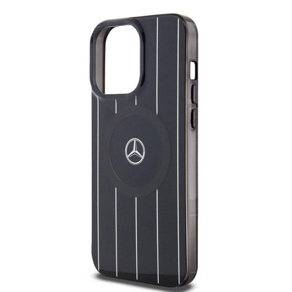 iPhone 15 Pro Max Kılıf Mercedes Benz orijinal Lisanslı M-safe Şarj Özellikli Çift Katmanlı Paralel Çizgi Desenli Kılıf