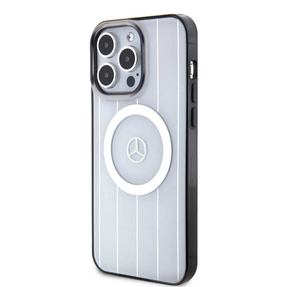 iPhone 15 Pro Max Kılıf Mercedes Benz orijinal Lisanslı M-safe Şarj Özellikli Çift Katmanlı Paralel Çizgi Desenli Kılıf