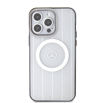 iPhone 15 Pro Max Kılıf Mercedes Benz orijinal Lisanslı M-safe Şarj Özellikli Çift Katmanlı Paralel Çizgi Desenli Kılıf