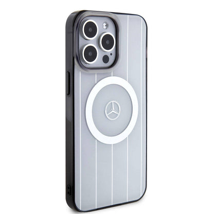 iPhone 15 Pro Max Kılıf Mercedes Benz orijinal Lisanslı M-safe Şarj Özellikli Çift Katmanlı Paralel Çizgi Desenli Kılıf