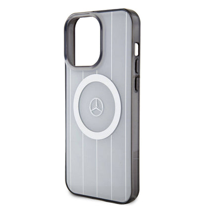 iPhone 15 Pro Max Kılıf Mercedes Benz orijinal Lisanslı M-safe Şarj Özellikli Çift Katmanlı Paralel Çizgi Desenli Kılıf