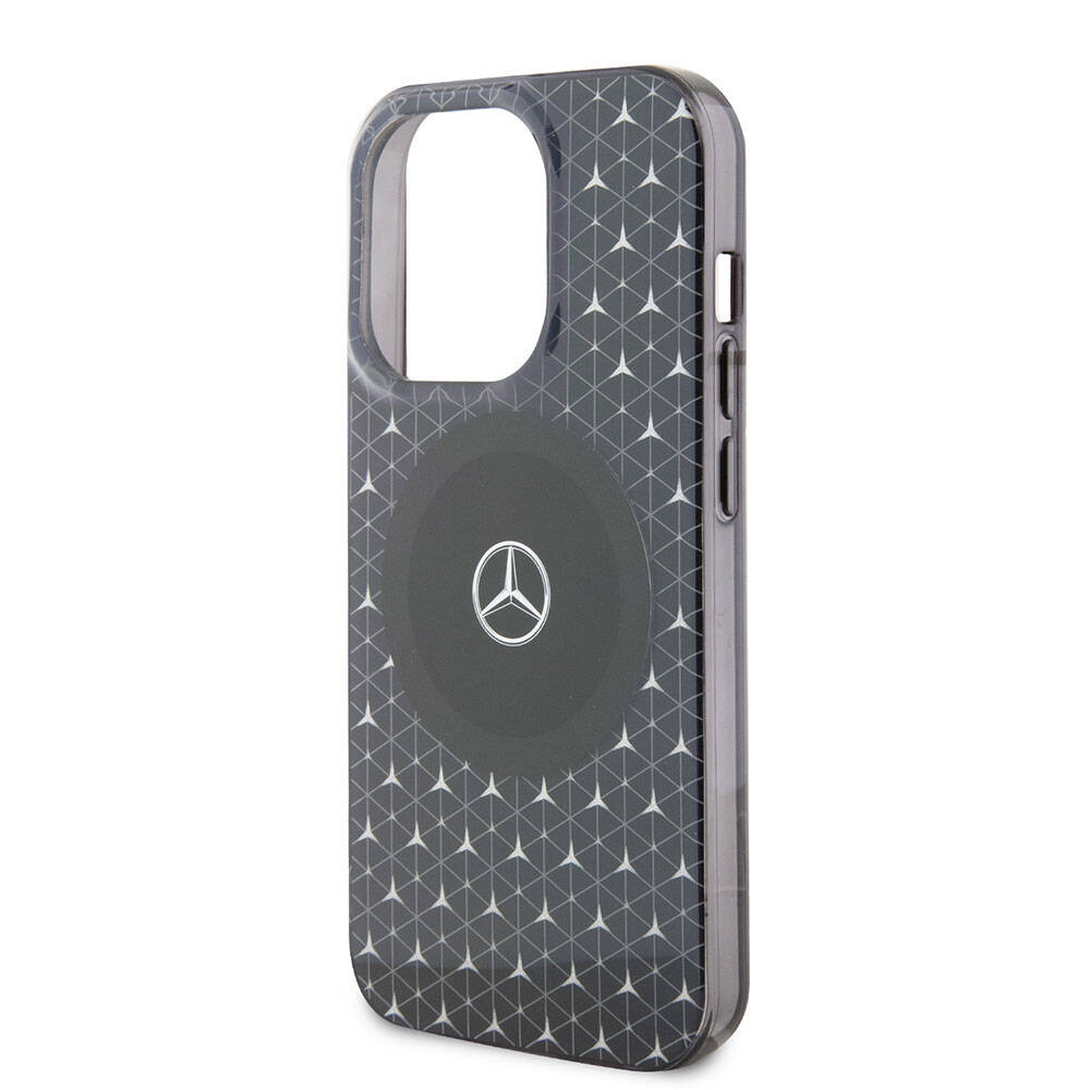 iPhone 15 Pro Max Kılıf Mercedes Benz OrijinalLisanslı M-safe Şarj Özellikli Çift Katmanlı Mini Yıldız Desenli Kılıf
