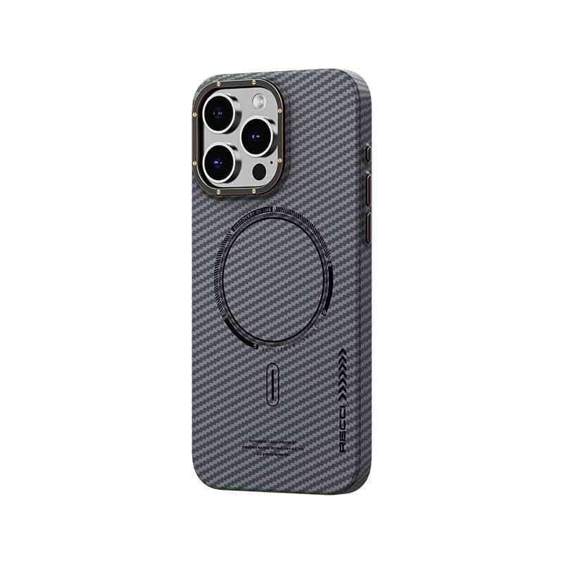 iPhone 15 Pro Max Kılıf Recci Machinist Serisi M-safe Şarj Özellikli Magnetik Karbon Kılıf