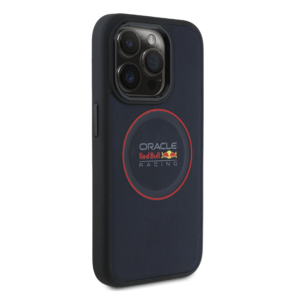 iPhone 15 Pro Max Kılıf Redbull Orijinal Lisanslı M-safe Şarj Özellikli Kırmızı Halka ve Logo Kabartmalı PU Deri Kılıf