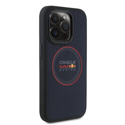 iPhone 15 Pro Max Kılıf Redbull Orijinal Lisanslı M-safe Şarj Özellikli Kırmızı Halka ve Logo Kabartmalı PU Deri Kılıf