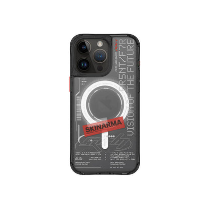 iPhone 15 Pro Max Kılıf SkinArma M-safe Şarj Özellikli Yazı Desenli Airbag Tasarımlı Orion Kılıf