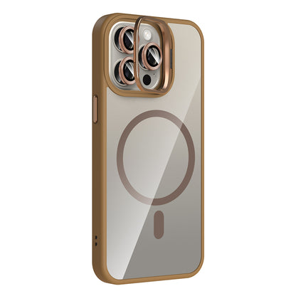 iPhone 15 Pro Max Kılıf Standlı ve Kamera Lens Hediyeli M-Safe Şarj Özellikli Zore Etro Kılıf