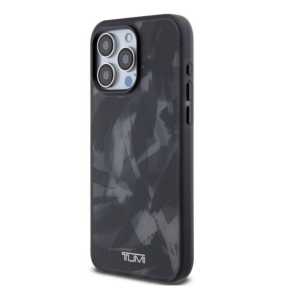 iPhone 15 Pro Max Kılıf TUMI Orijinal Lisanslı M-safe Şarj Özellikli Buzlanmış Saydam Fırça Kamuflajı Desenli Kılıf