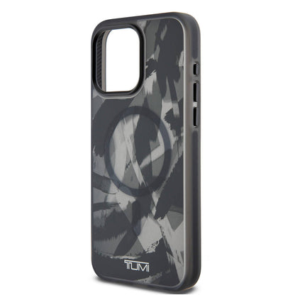 iPhone 15 Pro Max Kılıf TUMI Orijinal Lisanslı M-safe Şarj Özellikli Buzlanmış Saydam Fırça Kamuflajı Desenli Kılıf