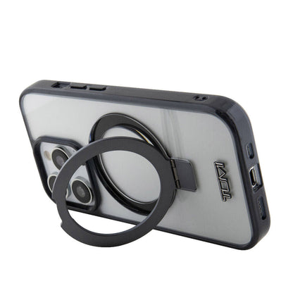 iPhone 15 Pro Max Kılıf TUMI orijinal Lisanslı M-safe Şarj Özellikli Metal Logolu Ring Standlı Silikon Kılıf