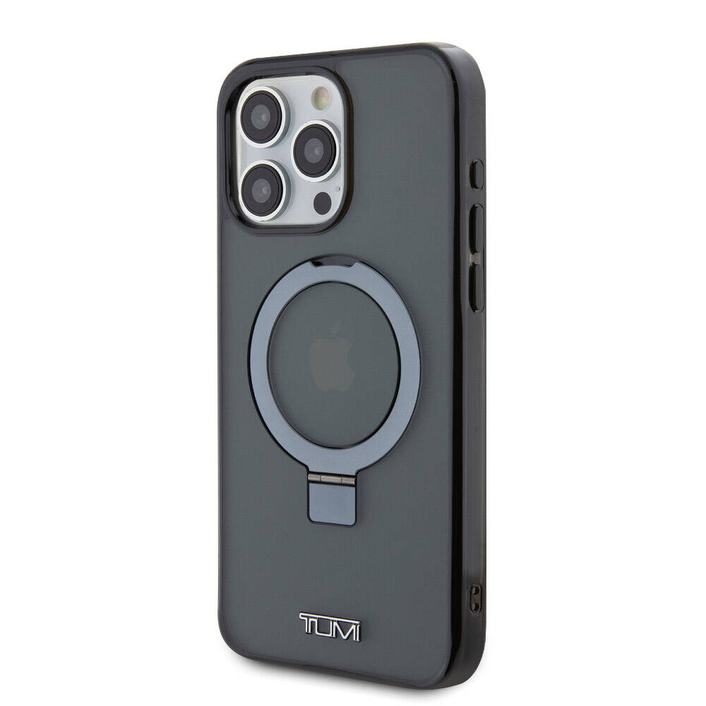 iPhone 15 Pro Max Kılıf TUMI orijinal Lisanslı M-safe Şarj Özellikli PC TPU Metal Logolu Ring Standlı Kılıf