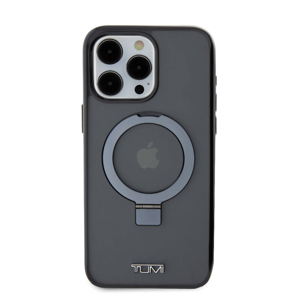 iPhone 15 Pro Max Kılıf TUMI orijinal Lisanslı M-safe Şarj Özellikli PC TPU Metal Logolu Ring Standlı Kılıf