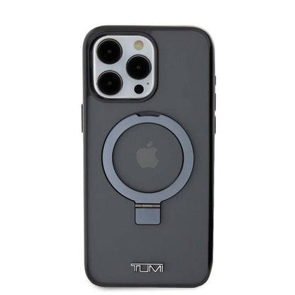 iPhone 15 Pro Max Kılıf TUMI orijinal Lisanslı M-safe Şarj Özellikli PC TPU Metal Logolu Ring Standlı Kılıf
