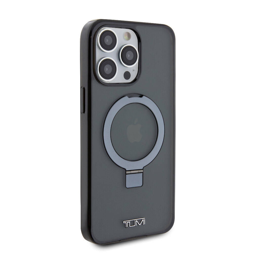 iPhone 15 Pro Max Kılıf TUMI orijinal Lisanslı M-safe Şarj Özellikli PC TPU Metal Logolu Ring Standlı Kılıf