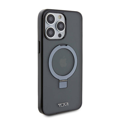 iPhone 15 Pro Max Kılıf TUMI orijinal Lisanslı M-safe Şarj Özellikli PC TPU Metal Logolu Ring Standlı Kılıf