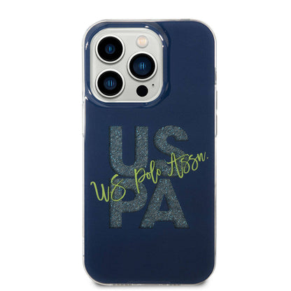 iPhone 15 Pro Max Kılıf U.S. Polo Assn. Orijinal Lisanslı Simli Parlak Alfabe Tasarım Kılıf