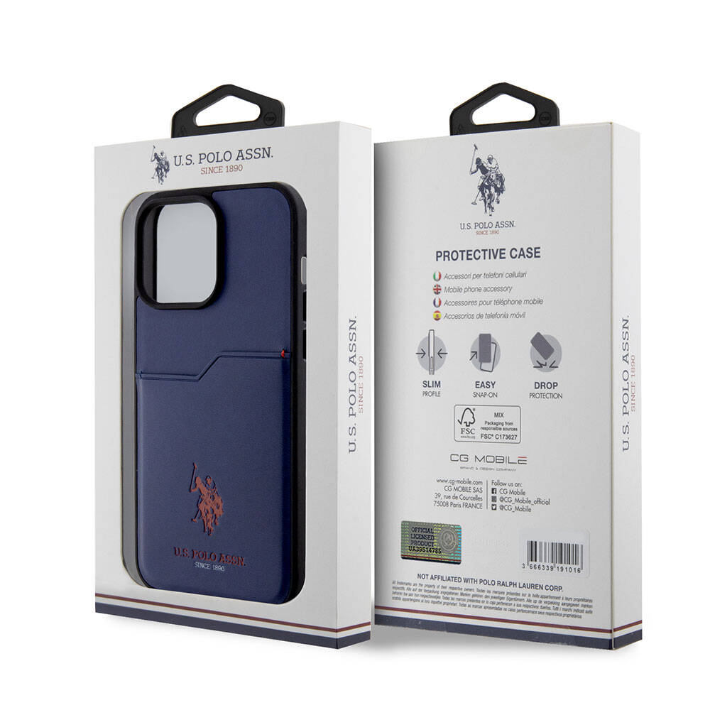 iPhone 15 Pro Max Kılıf U.S. Polo Assn. Orijinal Lisanslı Baskı Logolu PU Kartlıklı Kılıf
