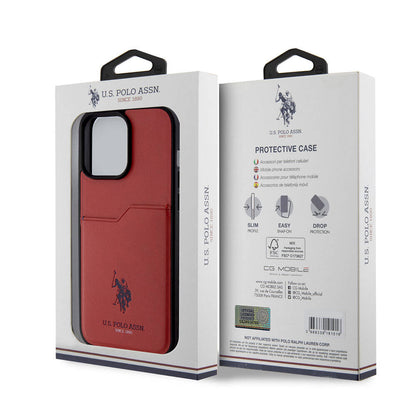 iPhone 15 Pro Max Kılıf U.S. Polo Assn. Orijinal Lisanslı Baskı Logolu PU Kartlıklı Kılıf