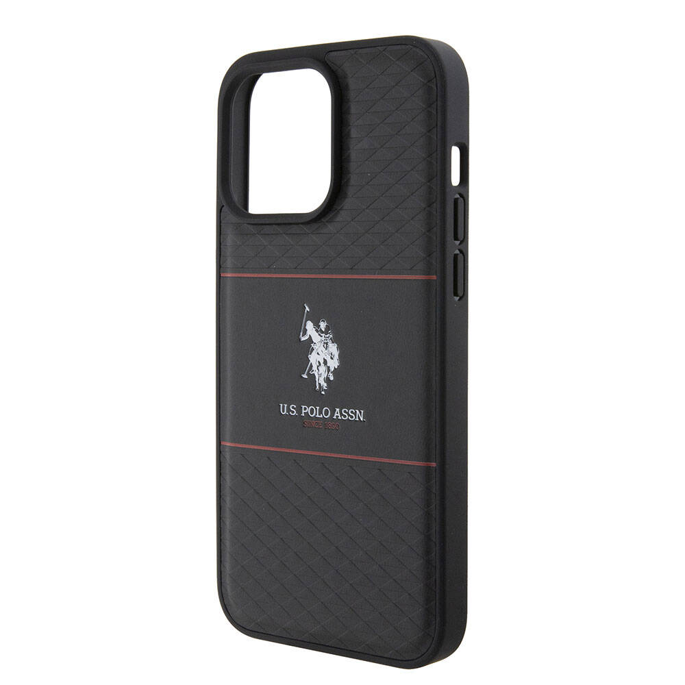iPhone 15 Pro Max Kılıf U.S. Polo Assn. Orijinal Lisanslı Deri Şeritli Logo Dizayn Kılıf