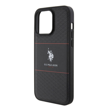 iPhone 15 Pro Max Kılıf U.S. Polo Assn. Orijinal Lisanslı Deri Şeritli Logo Dizayn Kılıf