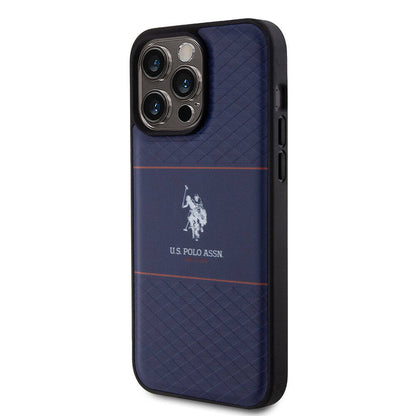 iPhone 15 Pro Max Kılıf U.S. Polo Assn. Orijinal Lisanslı Deri Şeritli Logo Dizayn Kılıf