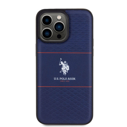 iPhone 15 Pro Max Kılıf U.S. Polo Assn. Orijinal Lisanslı Deri Şeritli Logo Dizayn Kılıf
