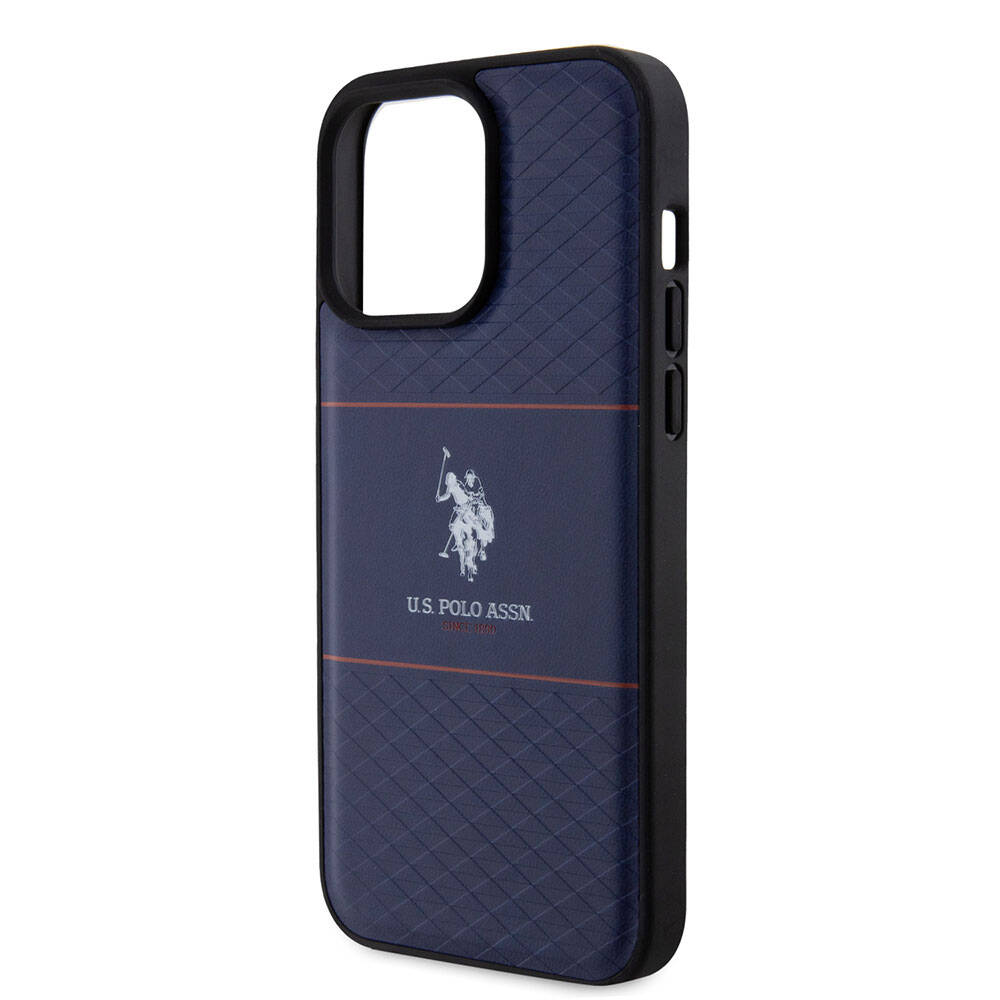 iPhone 15 Pro Max Kılıf U.S. Polo Assn. Orijinal Lisanslı Deri Şeritli Logo Dizayn Kılıf