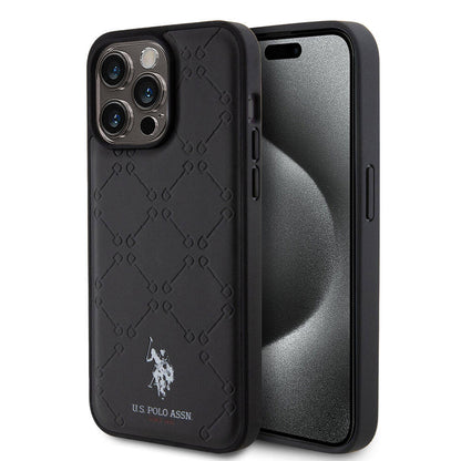 iPhone 15 Pro Max Kılıf U.S. Polo Assn. Orijinal Lisanslı HS Desenli Baskı Logolu Suni Deri Kılıf