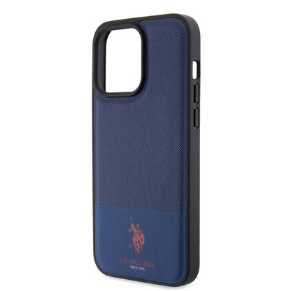 iPhone 15 Pro Max Kılıf U.S. Polo Assn. Orijinal Lisanslı Suni Deri Arka Yüzey Baskı Logolu Örgü Desenli Kılıf