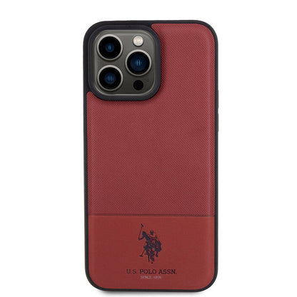 iPhone 15 Pro Max Kılıf U.S. Polo Assn. Orijinal Lisanslı Suni Deri Arka Yüzey Baskı Logolu Örgü Desenli Kılıf