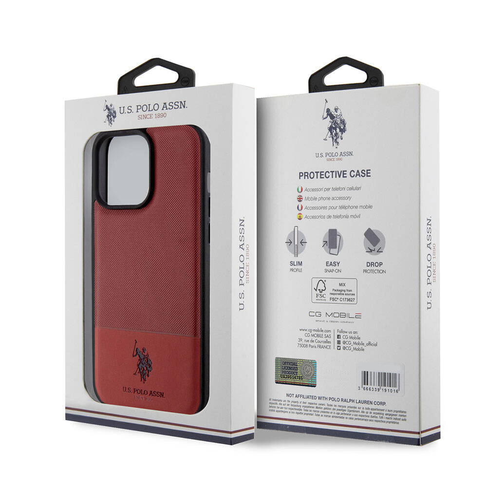 iPhone 15 Pro Max Kılıf U.S. Polo Assn. Orijinal Lisanslı Suni Deri Arka Yüzey Baskı Logolu Örgü Desenli Kılıf