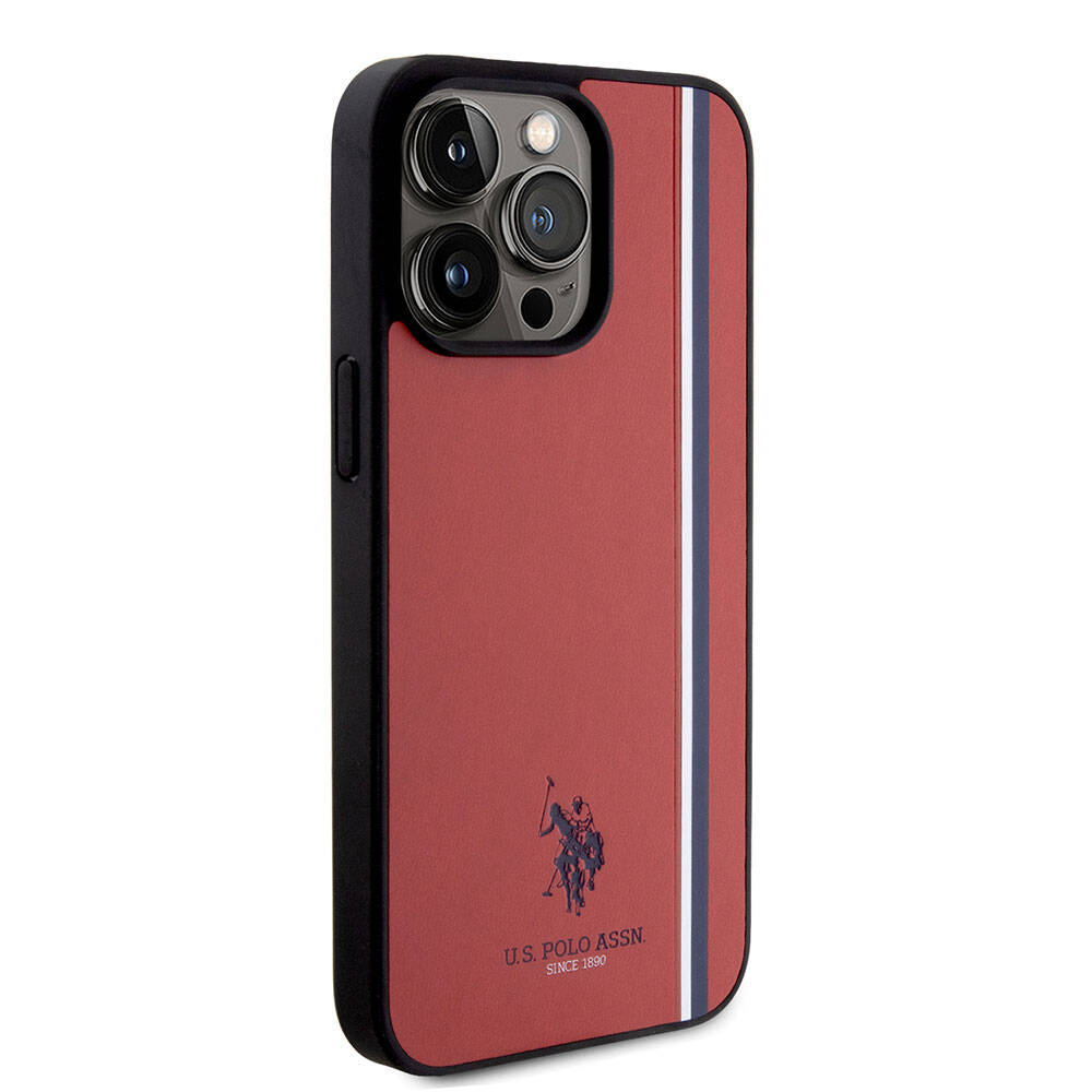 iPhone 15 Pro Max Kılıf U.S. Polo Assn. Orijinal Lisanslı Üç Renk Şerit Tasarımlı Baskı Logolu Kılıf