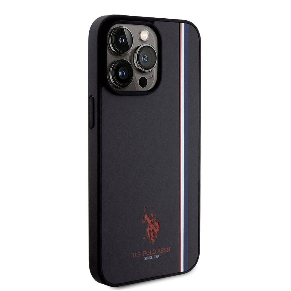 iPhone 15 Pro Max Kılıf U.S. Polo Assn. Orijinal Lisanslı Üç Renk Şerit Tasarımlı Baskı Logolu Kılıf