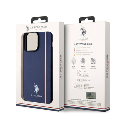 iPhone 15 Pro Max Kılıf U.S. Polo Assn. Orijinal Lisanslı Üç Renk Şerit Tasarımlı Baskı Logolu Kılıf