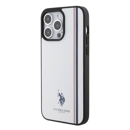 iPhone 15 Pro Max Kılıf U.S. Polo Assn. Orijinal Lisanslı Üç Renk Şerit Tasarımlı Baskı Logolu Kılıf