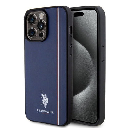 iPhone 15 Pro Max Kılıf U.S. Polo Assn. Orijinal Lisanslı Üç Renk Şerit Tasarımlı Baskı Logolu Kılıf