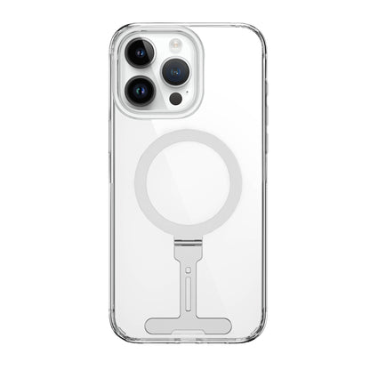 iPhone 15 Pro Max Kılıf Wiwu FYY-014 M-safe Şarj Özellikli Alüminyum Alaşım Metal Standlı Şeffaf Kılıf