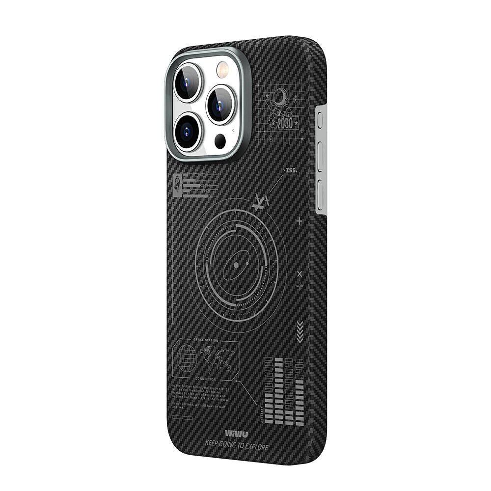 iPhone 15 Pro Max Kılıf Wiwu KJZ-017 Karbon Fiber 600D Explore Kevlar Kılıf