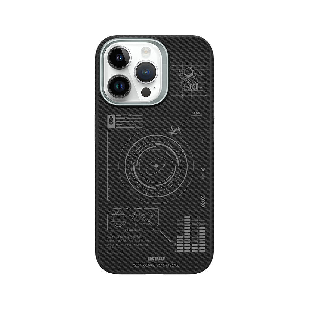 iPhone 15 Pro Max Kılıf Wiwu KJZ-017 Karbon Fiber 600D Explore Kevlar Kılıf