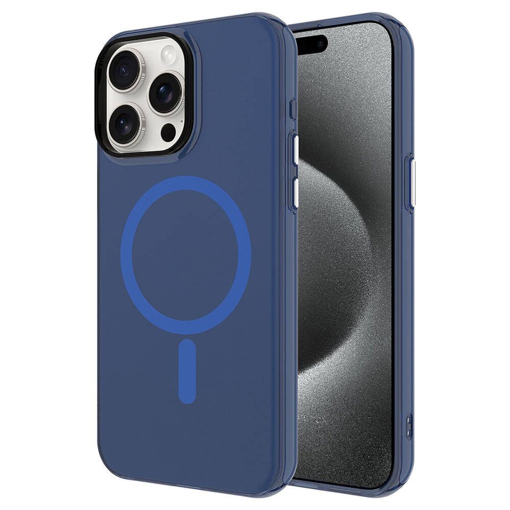 iPhone 15 Pro Max Kılıf Zore M-safe Şarj Özellikli Buzlu Transparan C-Pro Sert Kılıf