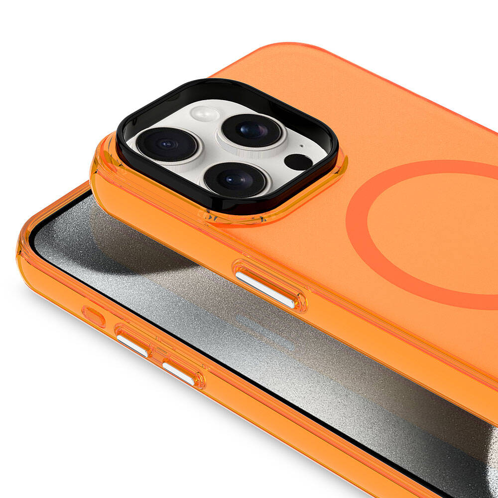 iPhone 15 Pro Max Kılıf Zore M-safe Şarj Özellikli Buzlu Transparan C-Pro Sert Kılıf