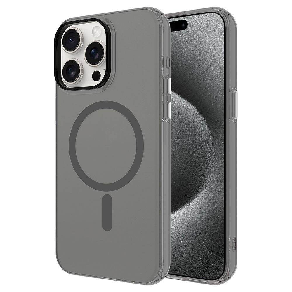 iPhone 15 Pro Max Kılıf Zore M-safe Şarj Özellikli Buzlu Transparan C-Pro Sert Kılıf