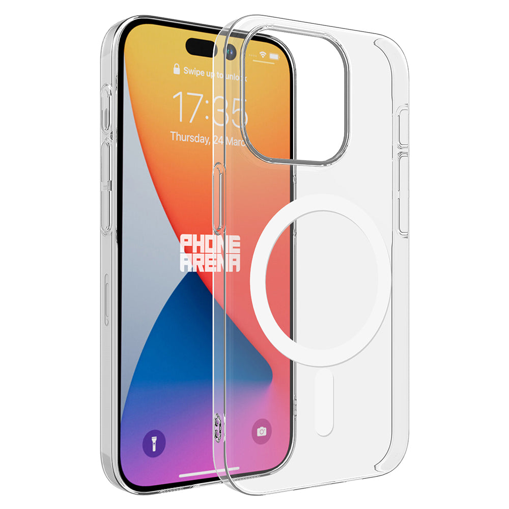 iPhone 15 Pro Max Kılıf Zore M-safe Şarj Özellikli Şeffaf Tek Kamera Çerçeveli Porto Kılıf