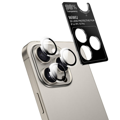 iPhone 15 Pro Max Wiwu Wi-IP002 2in1 Temperli Cam Ahize Toz Önleyici Ekran Koruyucu ve Kamera Lens Koruyucu Set