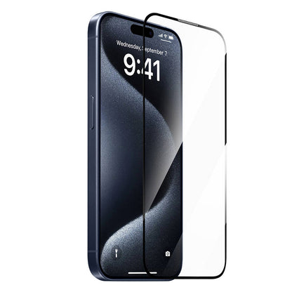 iPhone 15 Pro Wiwu SQ-008 Oleofobik Easy Install Darbeye Karşı Dayanıklı Temperli Cam Ekran Koruyucu + Kolay Uygulama Aparatlı