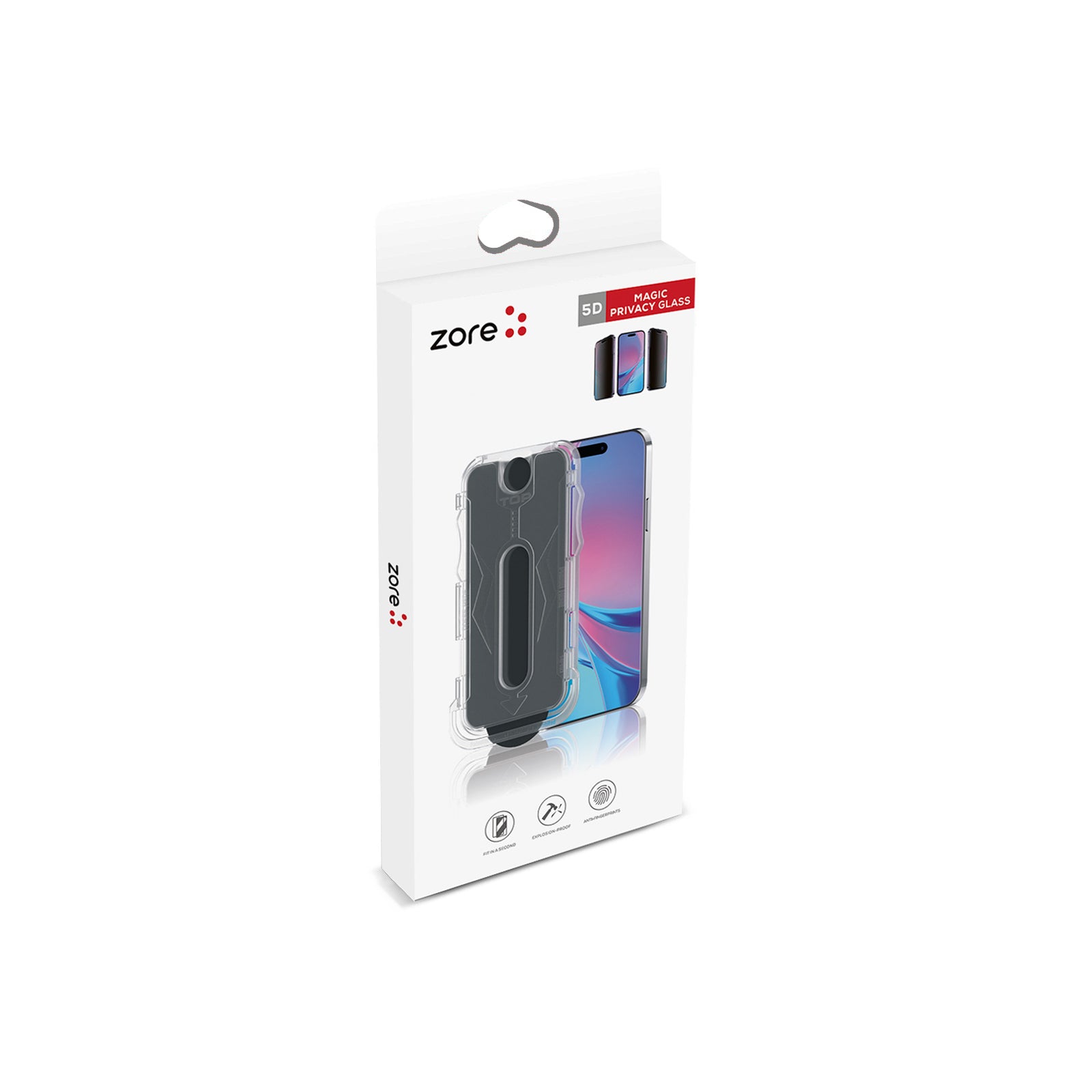 iPhone 15 Pro Zore Kolay Uygulama Aparatlı 5D Magic Privacy Glass Hayalet Cam Ekran