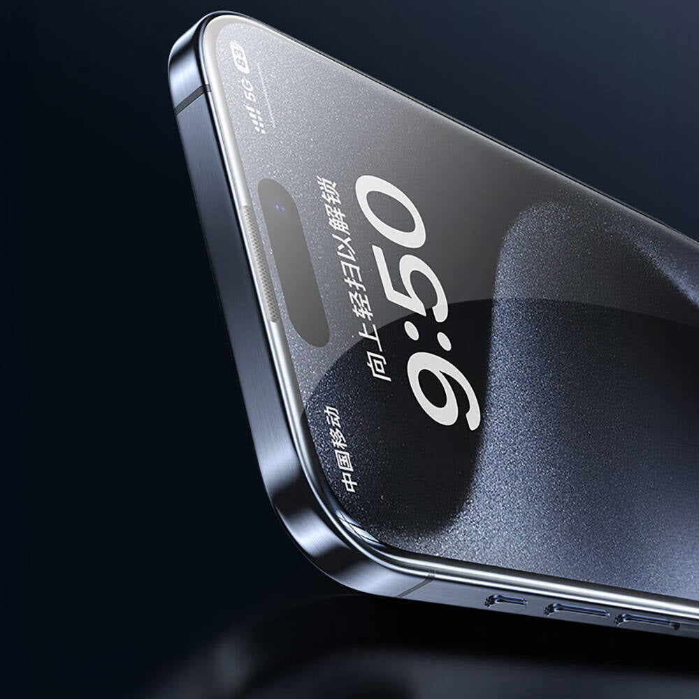 iPhone 15 Wiwu SQ-008 Oleofobik Easy Install Darbeye Karşı Dayanıklı Temperli Cam Ekran Koruyucu + Kolay Uygulama Aparatlı