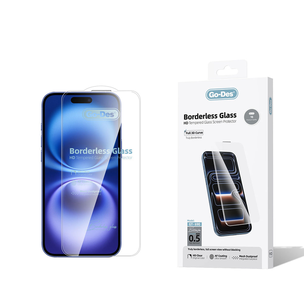 iPhone 16 Go Des Borderless Temperli Cam Ekran Koruyucu