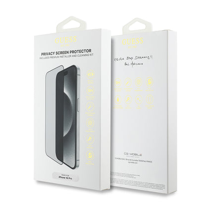 iPhone 16 Guess Orijinal Lisanslı Hayalet Privacy Temperli Cam Ekran Koruyucu Uygulama Aparatlı Outline Serisi